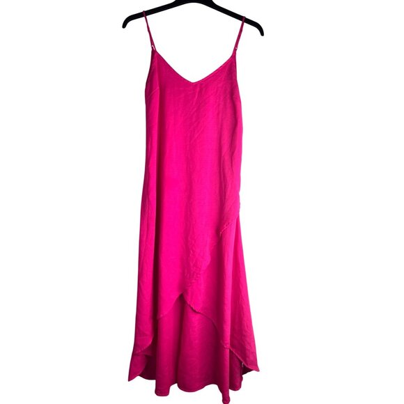 Lulus Sweet Surprise Bright Pink Asymmetrical Hem Maxi Dress Spaghetti Straps XS - Picture 8 of 10